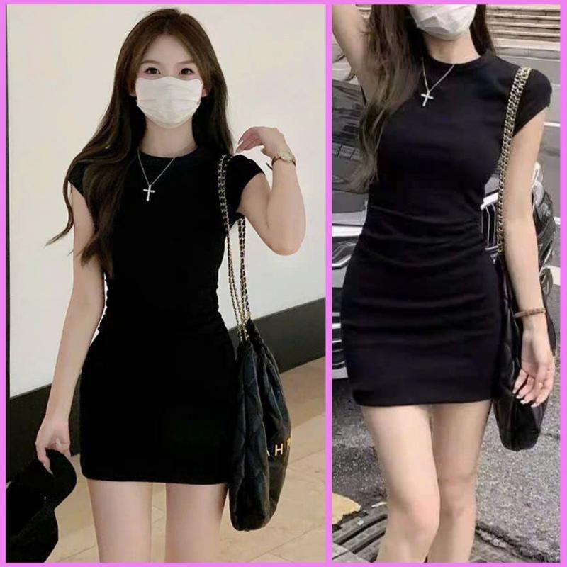 (CÓ SIZE) Đầm Ôm Body Tôn Dáng Cộc Tay RANSHI Thiết Kế Nhún Eo Tay Hến Hot Trend Váy Body Nữ Tôn Dáng Chất Thun Gân Mềm Mát Women Top