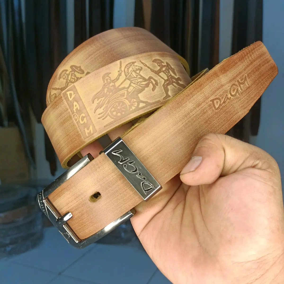 Sabuk Kulit Asli DaGM-Ikat Pinggang Pria Wash Variasi Embos Vintage Series - leather Belt