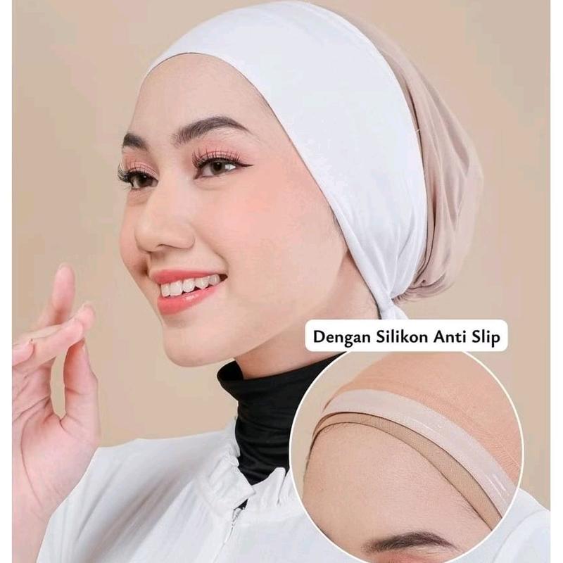 Ciput Bandana Karet Anti Pusing - Inner Bandana Pita Anti Geser Silikon Matt Kaos Rayon Super Poliester Dalaman 9