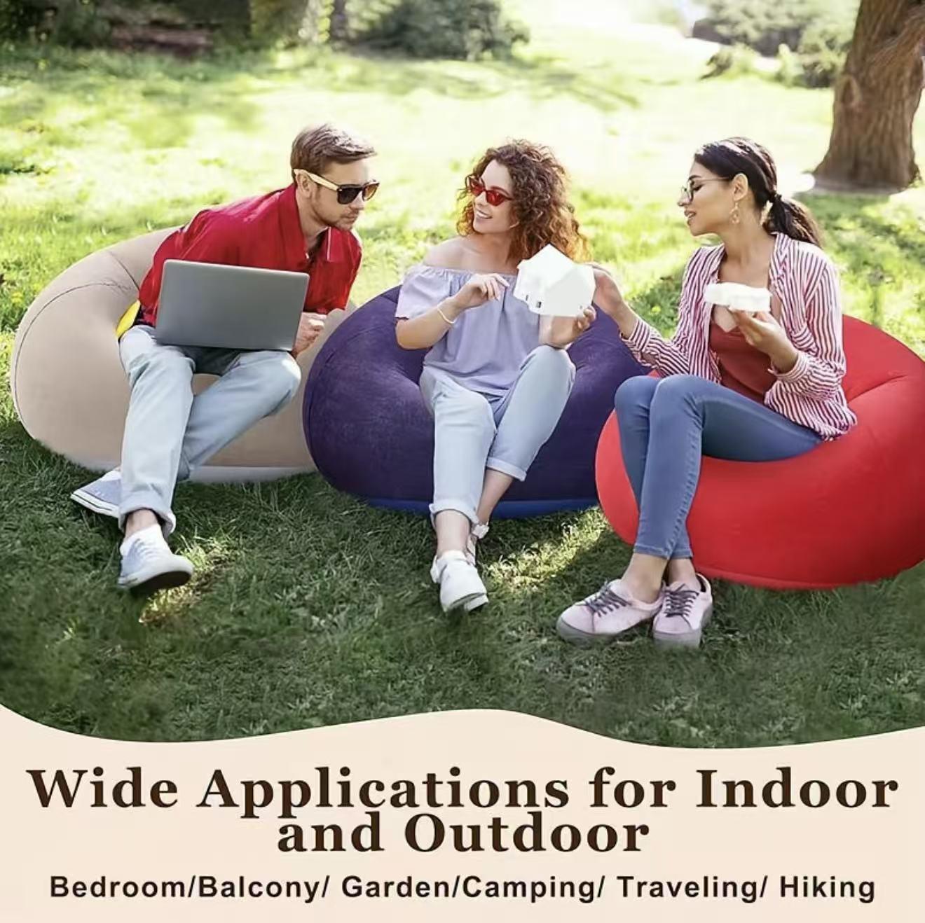 Cutebaby Bag Dewasa Single Sofa Minimalis Sofa Millenial Bean Bag Portabel Sofa Empuk Ultra Bentuk Bulat Untuk Kamar Asrama Luar Ruangan Furniture Sofa tiup Pompa Gratis