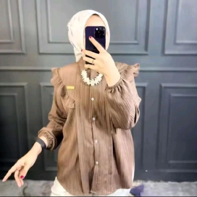 Kemeja Inara Atasan Wanita Korean Style- Kemeja wanita Lengan panjang-Kemeja atasan kekinian 5