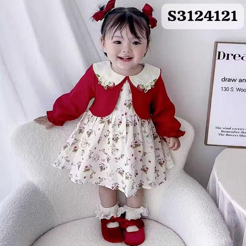 Dress terbaru anak perempuan Model rompi nyatu Leher rempel Gaun anak cewek style Korea Baju dress anak usia 1-4 tahun fashion anak cewek Outfit anak perempuan canti dan lucu bahan premium