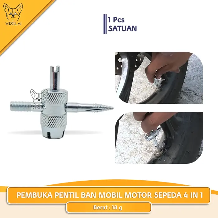 KUNCI PEMBUKA PENTIL / VALVE CORE REPAIR BAN MOBIL MOTOR SEPEDA 4 IN 1