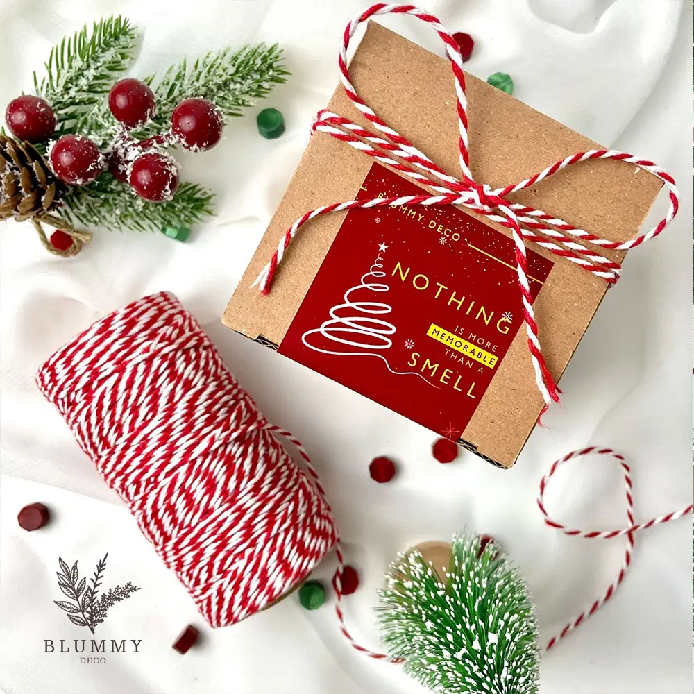 Tali Benang Rami Katun Christmas Edition Merah Putih. Hiasan Tali Kado Hampers Natal