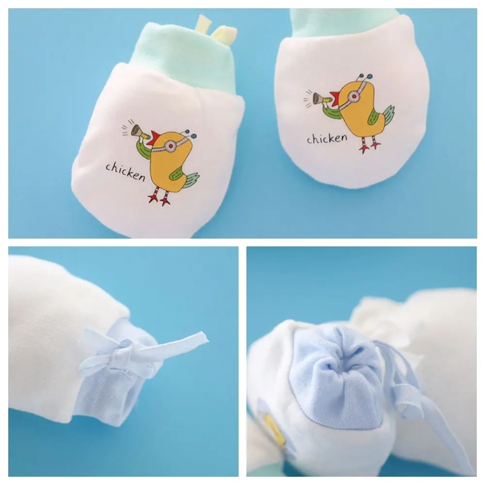 Toy Elf2 Cartoon Product Newborn Baby Pure Cotton Anti Scratch Gloves Mittens Drawstring