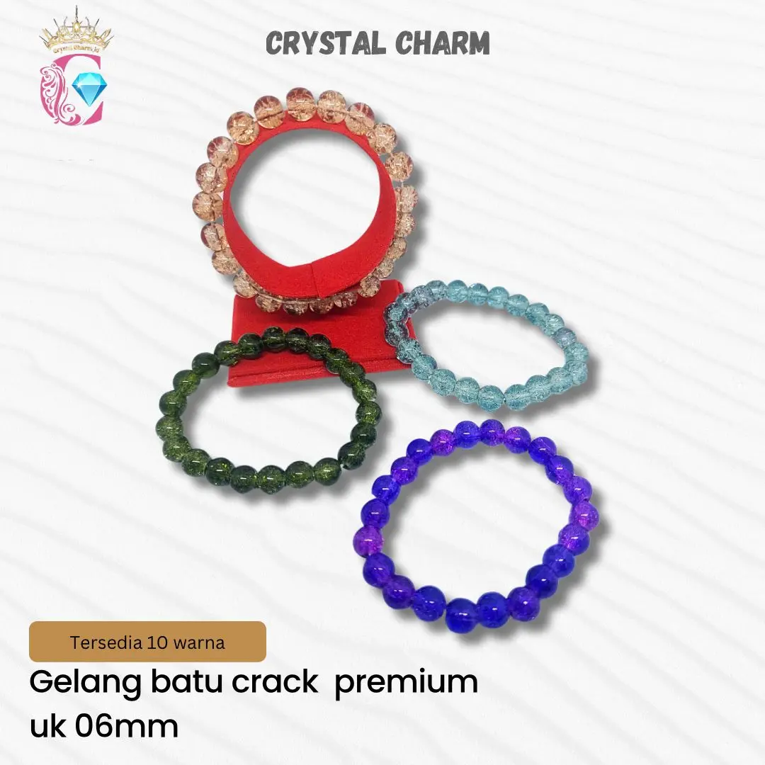 Gelang Kristal Batu  CRACK Alam  Manik-Manik Fashion Aksesories Unik Trending 6mm 10warna  crystal bracelet