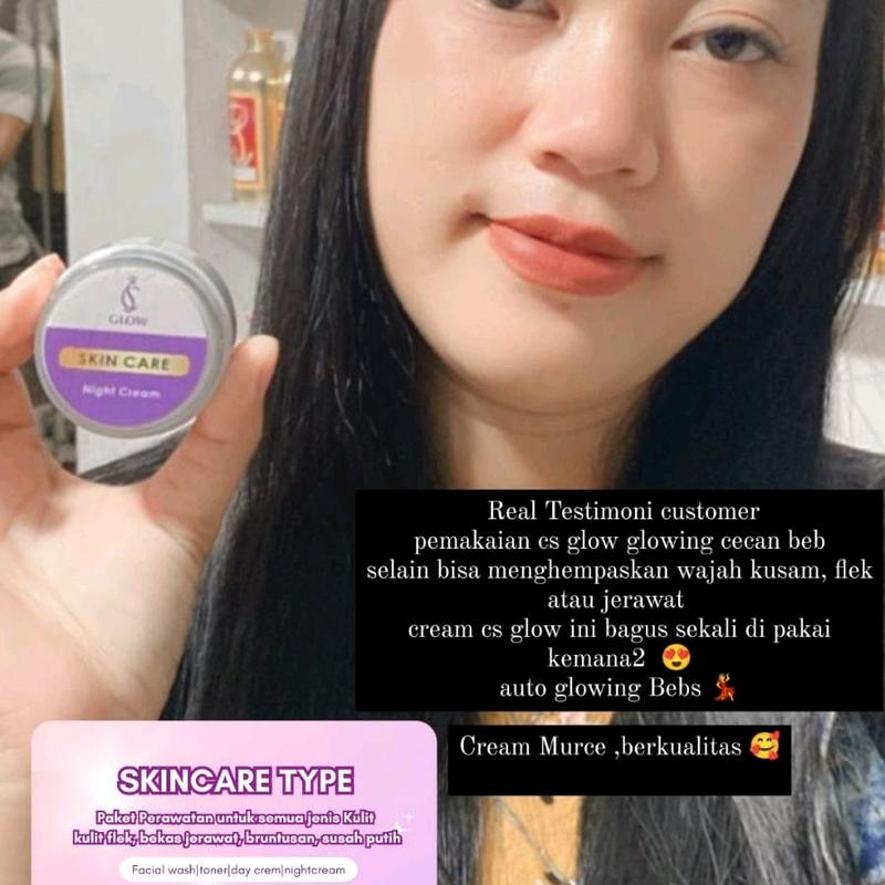 Paket Perawatan Wajah CS GLOW SKINCARE ORIGINAL untuk Mencerahkan dan Memudarkan Kerutan - Hitam, Facial 8