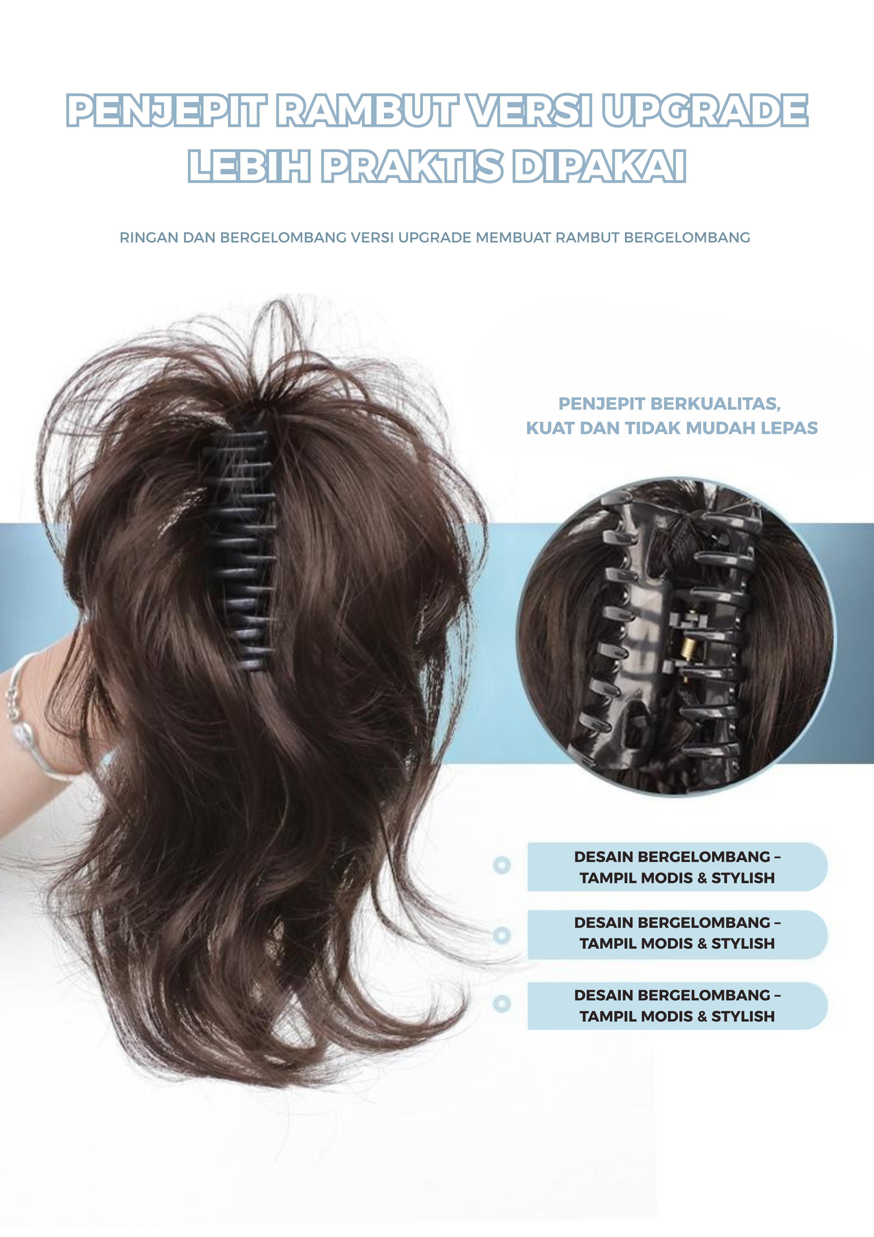 J4 - Cenlana Rambut Palsu Model Jepitan Tinggi Bergelombang Ala Duyung Cocok Untuk Gaya Hot Girl Cewek Stylish Atau Gaya Imut Dengan Jepitan Klip Model Pendek Mengembang Dan Ada Juga Tipe Ekor Kuda Air Mancur Wig