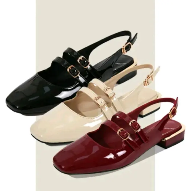 Dayaqu sepatu heels mini mules 3 cm wanita Round Toe Pesta Shoes