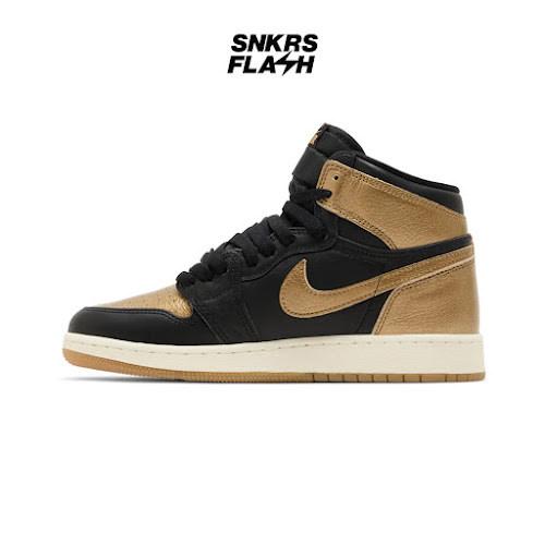 NIKE AIR JORDAN 1 RETRO HIGH OG BLACK METALLIC GOLD (GS) - FD1437071 — alternate view