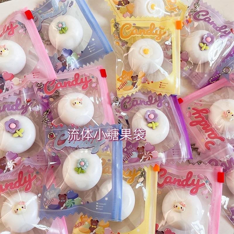 Squishy mochi tròn candy, kèm bao bì túi zip
