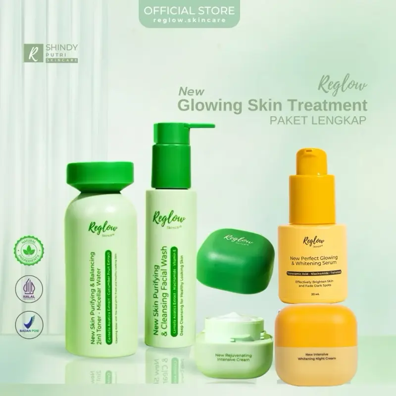 Reglow Perfect Glowing Lengkap Reglow Facial Wash Day Cream Night Cream Serum Toner Reglow By Dr Shindy Original