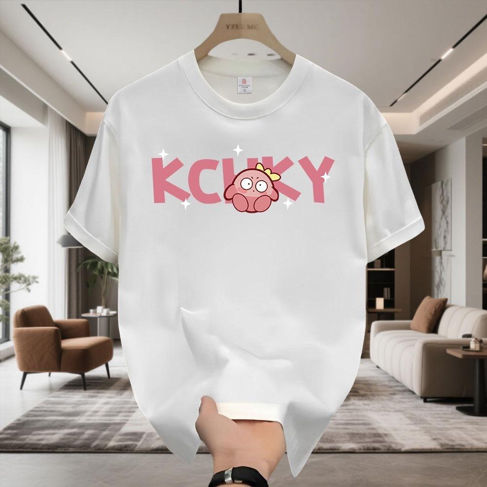 Kaos Lengan Pendek Ukuran Besar Motif Huruf Personal 100% Pink Desain Longgar Atasan Leher Bulat Unisex