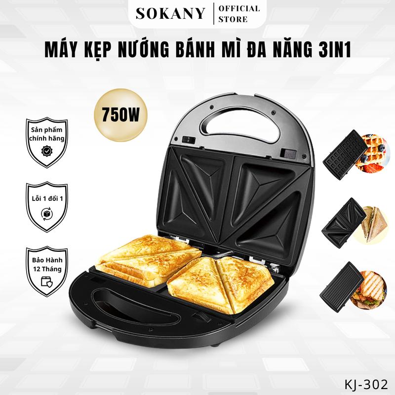 Máy kẹp bánh mì SOKANY máy nướng bánh làm bánh đa dụng KJ302 Máy Làm Bánh Nướng Bánh