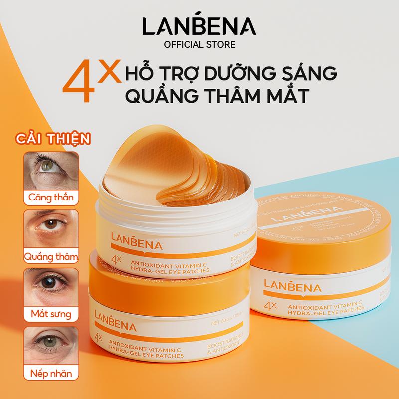 【Official Vitamin C 4X Mặt Nạ Mắt LANBENA Hỗ Hỗ Trợ Dưỡng Da Mắt Cải Thiện Mờ Thâm Bọng Mắt 60 Miếng Skincare, Eye Mask