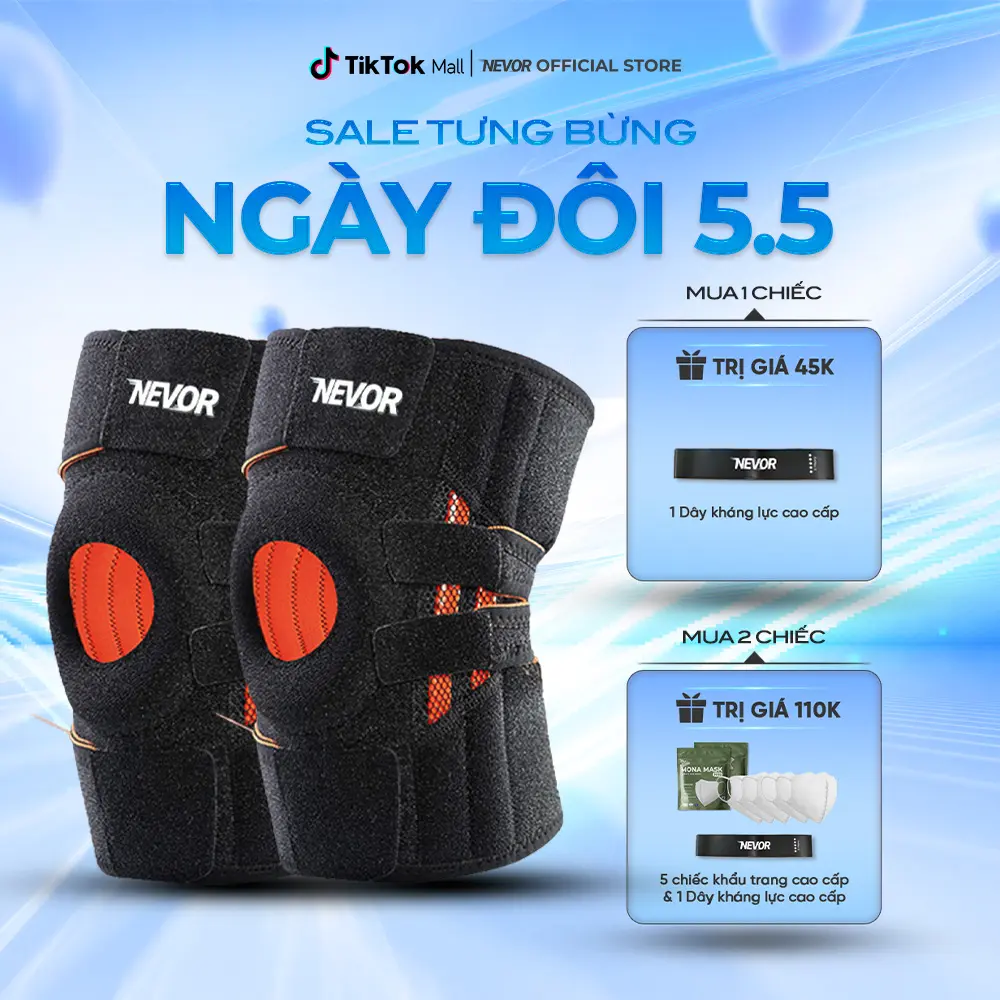 Bó Gối Nevor Cao Cấp BDG12 Thoáng khí,Băng Gối Thể Thao Hỗ Trợ, Bảo Vệ Và Phòng Tránh Chấn Thương Khi Chơi Thể Thao, Leo Núi, Pickle Ball... Phụ Kiện bang  goi