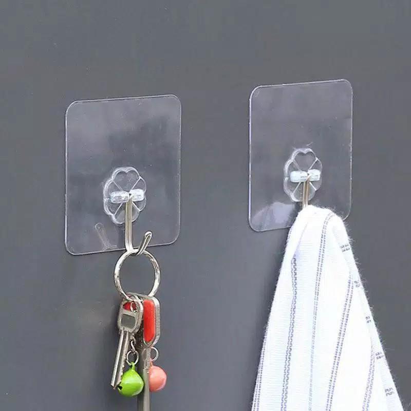 Gantungan HOOK Hanger Tempel Transparan Multifungsi cantelan serbaguna Waterproof Anti air Dinding 0