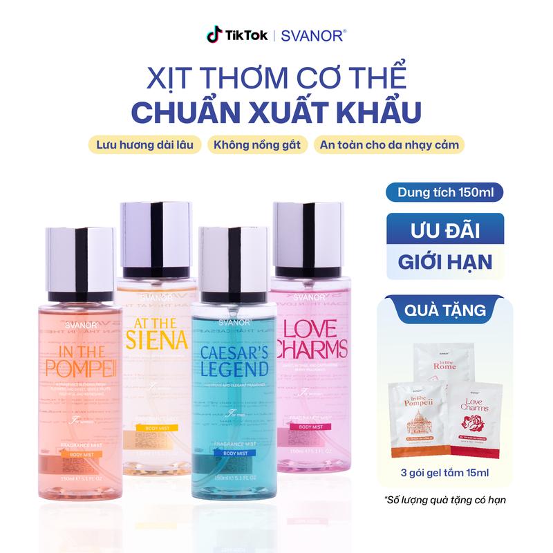 Xịt Thơm Cơ Thể Chuẩn Xuất Khẩu 150ml – Body Mist Svanor Dưỡng Da, Không Nồng Gắt. Lưu Hương Dài Lâu, An Toàn Cho Da Nhạy Cảm