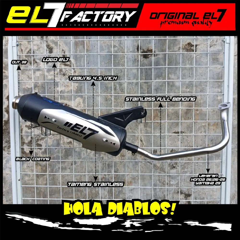 Knalpot Motor Matic EL7 Factory Exhaust Copy Shijiro Full Set Muffler + Tameng Stainless All Matic - Premium Quality
