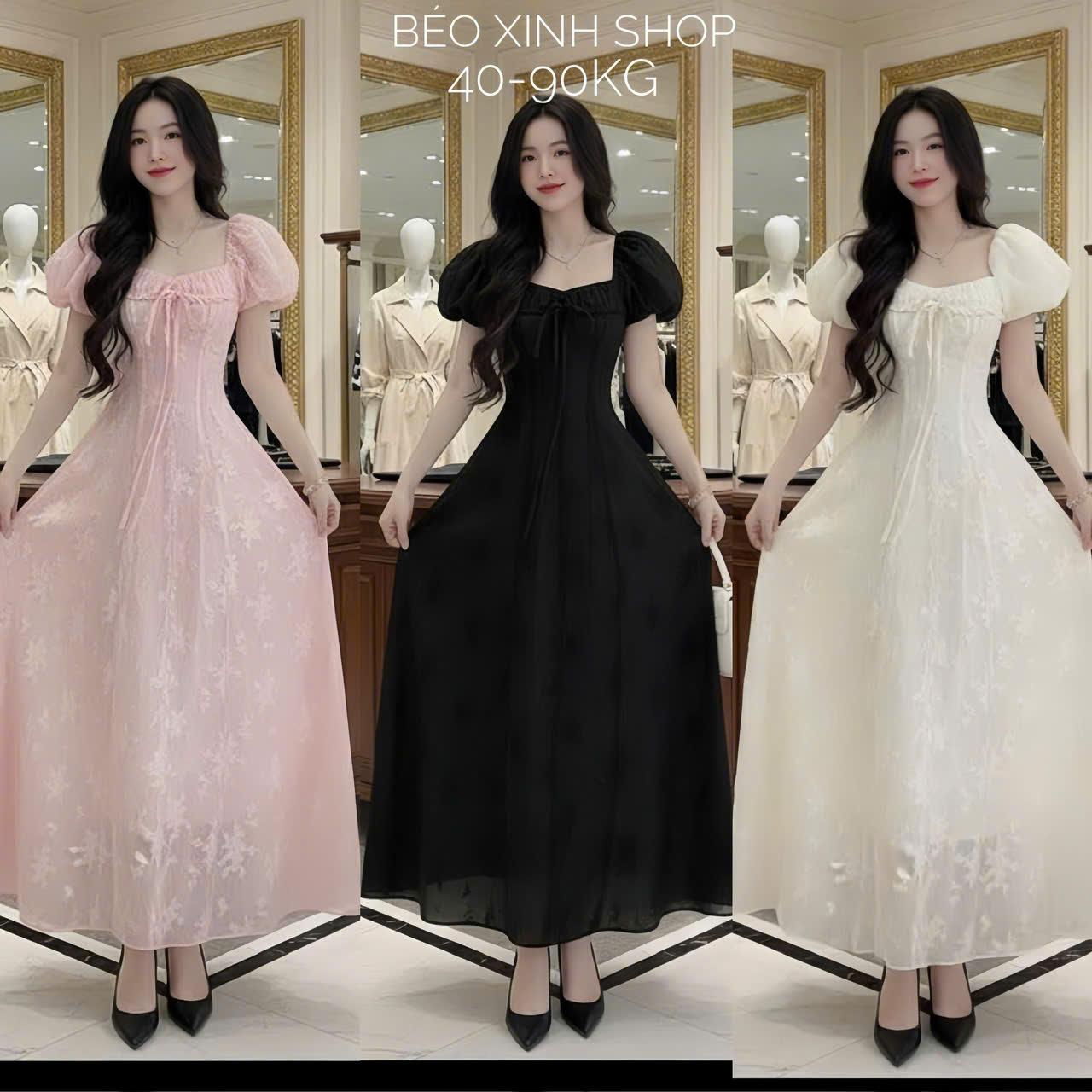Đầm Dự Tiệc Thiết Kế Tơ Tằm Hoa 2 Lớp Có Bo Chun Lưng (Vải Tơ Tằm Hoa) Cao Cấp Thanh Lịch Sang Trọng Cho Các Nàng Bigsize 40–90kg Thời Trang Nữ Béo Xinh Shop - A.1669