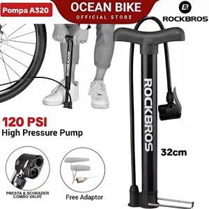 Pompa ban sepeda motor bola Rockbros A320 Bike Air Pump 120 psi 120psi pompa  injak