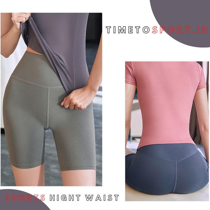 TIMETOSPORT Celana Pendek Olahraga Hight Waist Fitness Pants Import Premium 1004 3