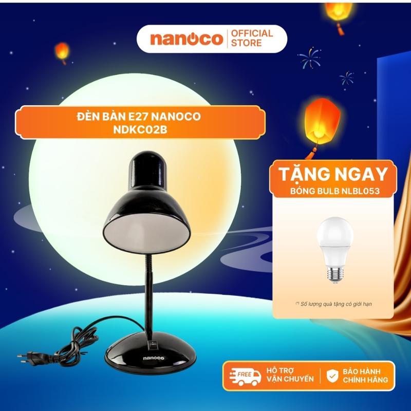 Đèn bàn E27 model NDKC02 (không bóng) tặng kèm 1 bóng LED bulb đui E27 5W