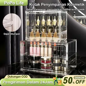 【COD】Kotak Penyimpanan Kosmetik Rak Display Bertingkat Kotak Penyimpanan Meja Rak Kosmetik Akrilik Transparan
