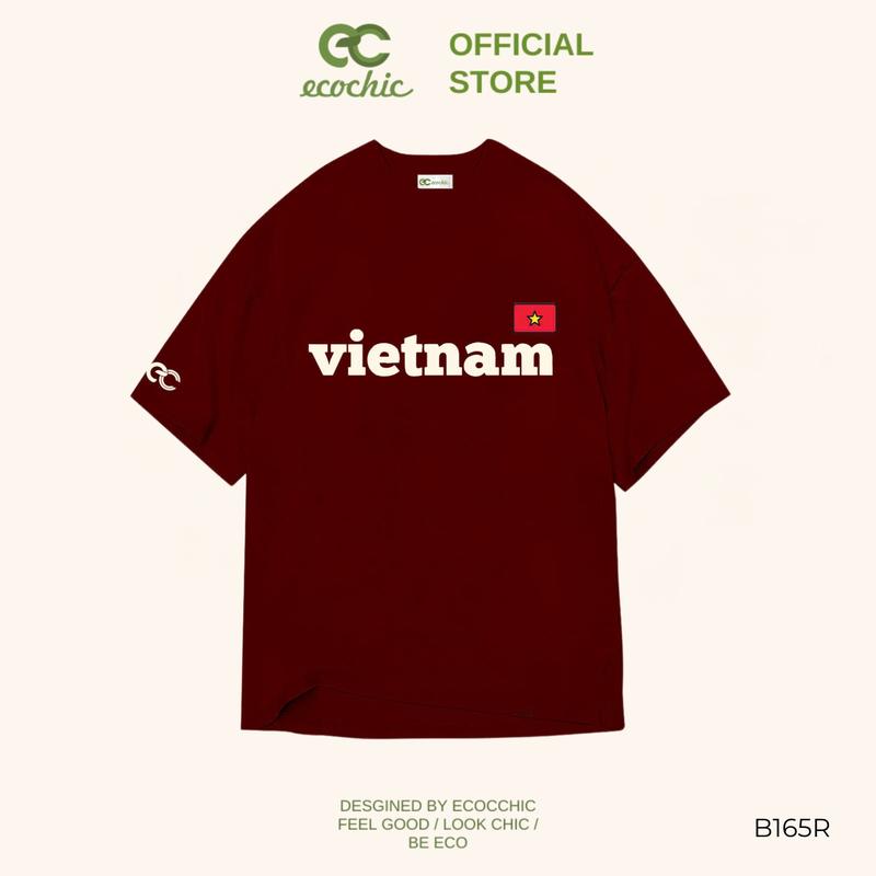 Áo Phông Lá Cờ Việt Nam ECOCHIC Áo Thun Thêu Hình Lá Cờ Form Rộng Unisex Local Brand Chính Hãng B165 3
