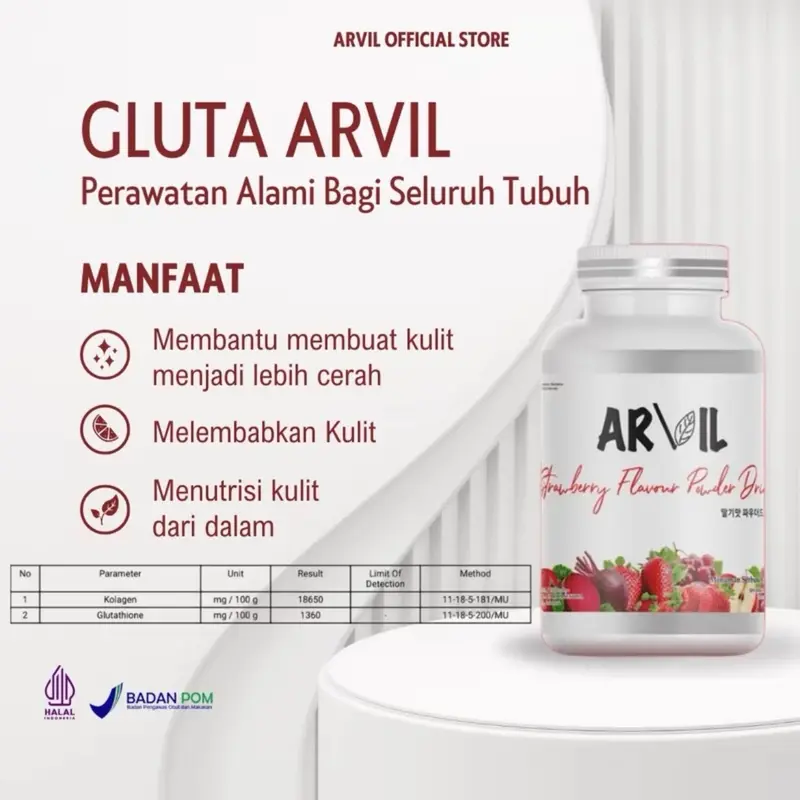 ARVIL GLUTA DRIINK ( 1 botol)( mengandung glutha dan kolaagen yang tinggi) isi 1 botol 0