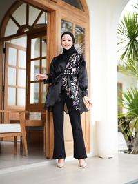Gambar KIMONO ORGANZA OUTER Modern Brukat Vintage Bordir Premium Outfit Atasan Wanita - Organza Black, All Size dari Delova Wardrobe Kab. Bantul 3 Tokopedia