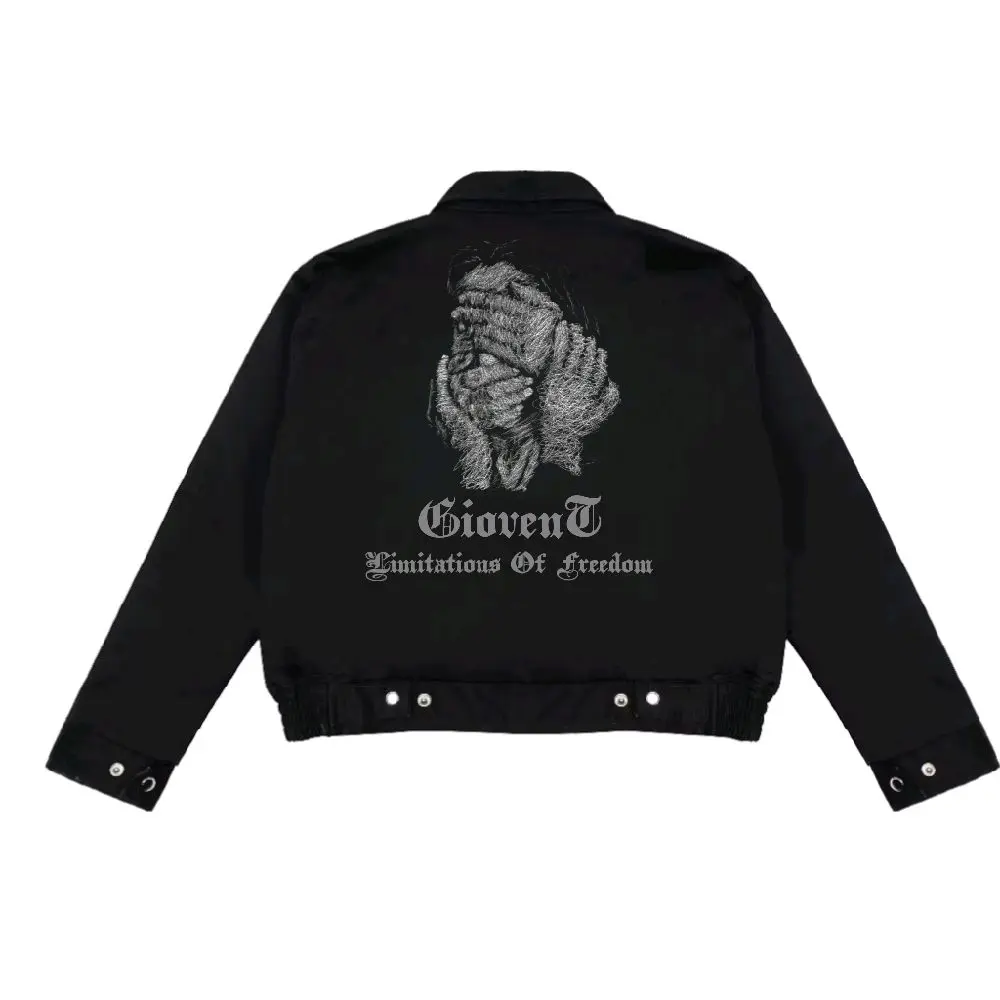 Giovent Work Jaket Boxy Casual Unisex Black "Limitations"