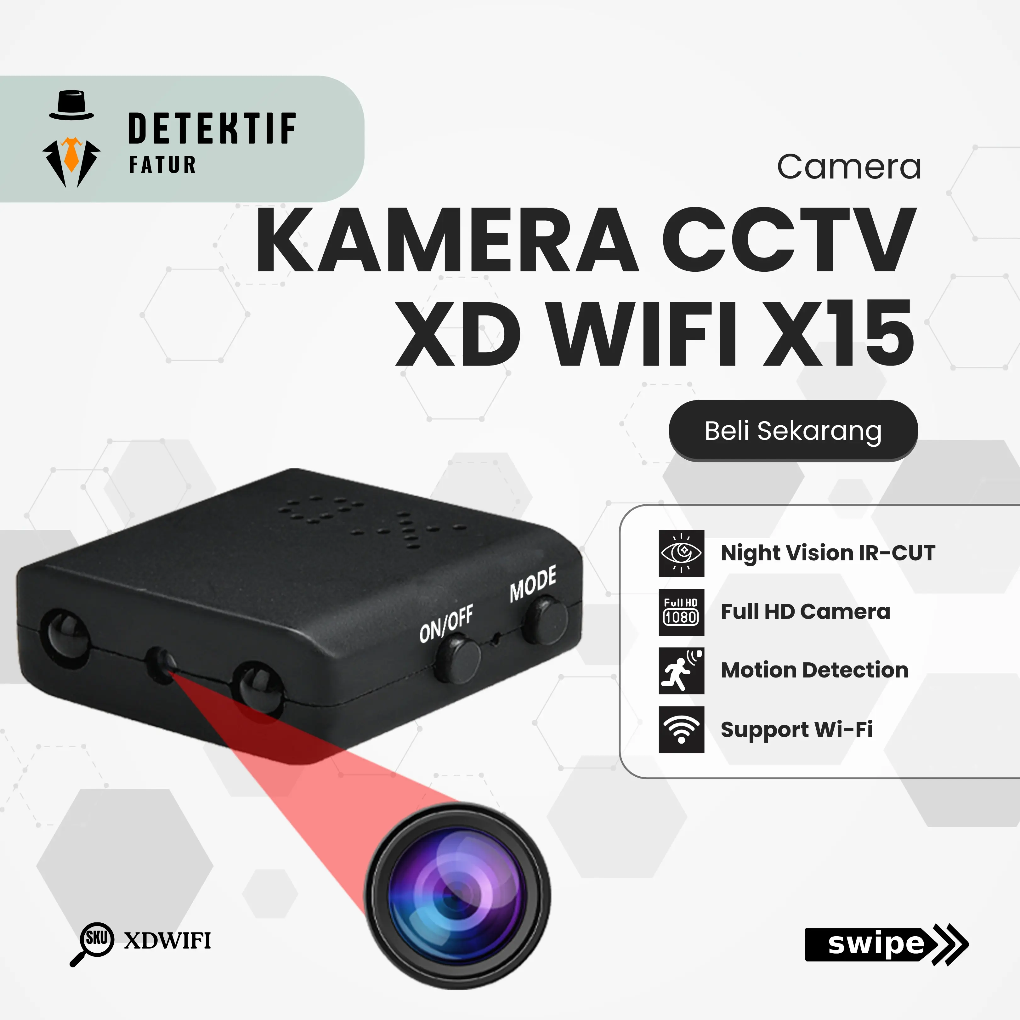 DETEKTIFFATUR IP Camera XDWIFI Plus Baterai Wireless App V720 CCTV Camera 1080P IP Camera Night Vision IR Motion Detection Monitoring Ruangan