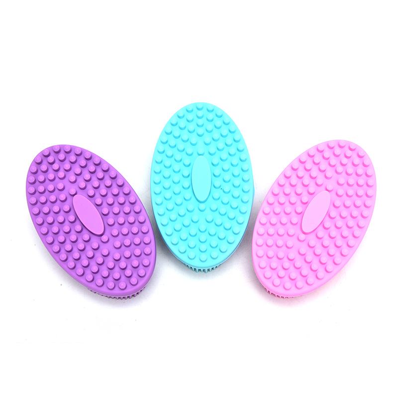 1 Piece Cute Soft Silicone Body Brush Wash Bath Shower Exfoliating Skin Fit For Baby Accessory Sponge Bristle Cleaning Photo Scrubber Purple 8