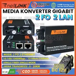 Media Konverter Gigabit 2 FO 2 LAN 10/100/1000M Fiber Optic FO SC Converter RJ45 Switch