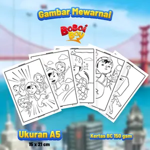 Gambar Mewarnai BOBOIBOY Isi 20 Lembar Kertas BC Tebal Anak