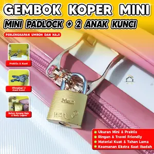 ANP88 - Gembok Koper Mini 20mm Padlock + 2 Anak Kunci Perlengkapan Umroh Dan Haji Ringan & Praktis Material Logam Kuningan & Baja Kuat