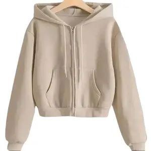 Attarstyle Hoodie Zipper Crop Top Jaket Wanita Kekinian Baju Cewek Sweater Crewneck Fleece Lembut 240gr Tangan Panjang Tebal Basic Stylist Topi Nyaman Keren Katun Oblong Oversize