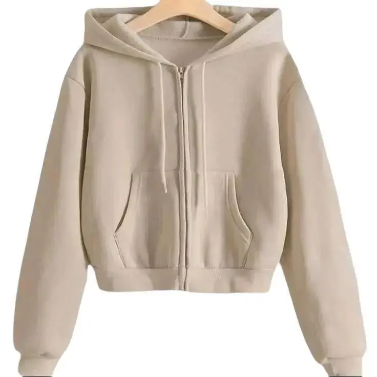 Attar Style Hoodie Zipper Crop Top Jaket Wanita Kekinian Baju Cewek Sweater Crewneck Bahan Fleece Lembut 240gr Tangan Panjang Tebal Basic Stylist Gold Oversize Red Topi Nyaman Keren Jumper 0