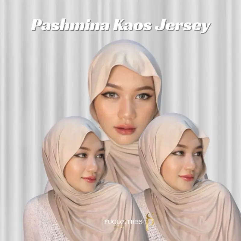 Puclo.thesHijab - Pashmina Kaos Jersey Premium/ Pashmina Meleyot Bahan kaos Jersey Syal Panjang Wanita 0