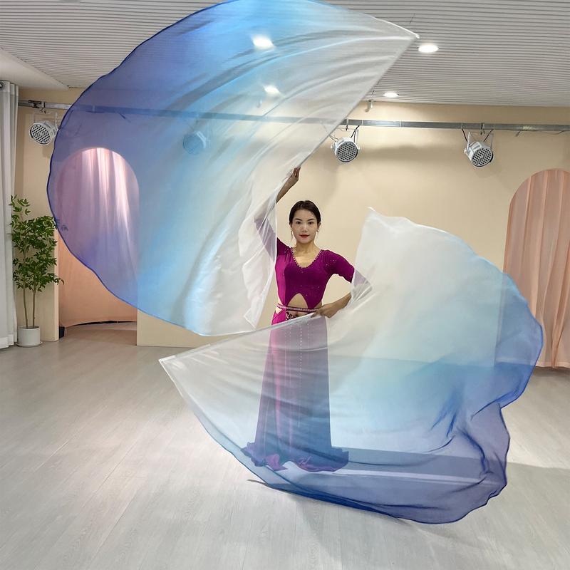 Product Introduction of 1 Pcs Worship Flags Womens Belly Dance Hand Scarf,Gradual Color Praise Flags,Adult Size 190 x 140 CM 13