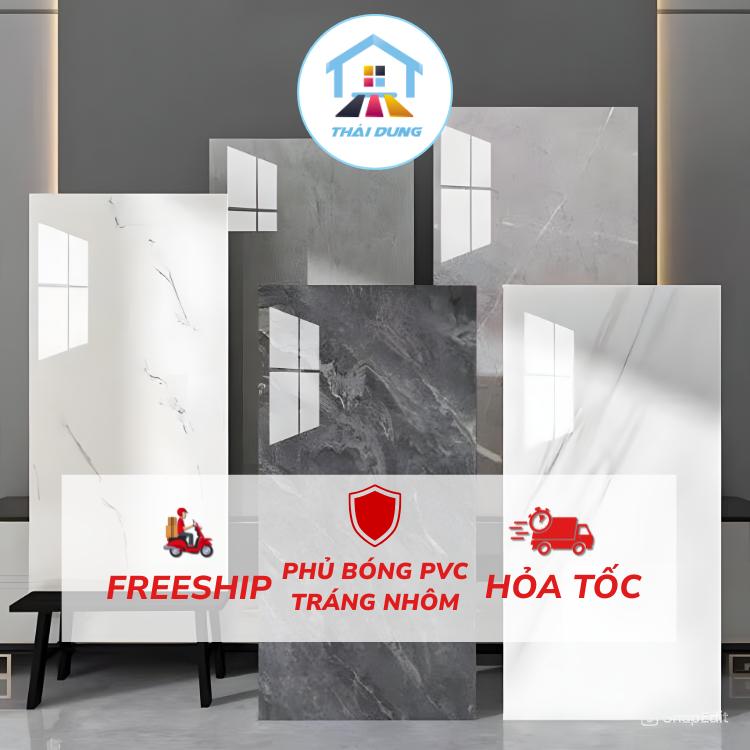 Tấm Dán Tường Vân Đá Bóng cao cấp 30x60cm có keo sẵn, chống thấm, cách nhiệt