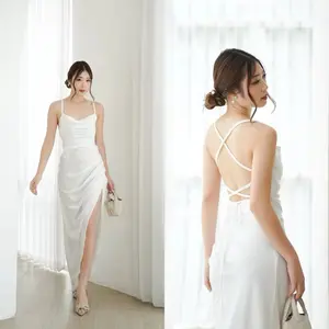 WILONA DRESS PESTA WILONA - GAUN WANITA KOREAN STYLE Sabrina Anggun dengan Desain Tali Pundak & Slit Elegan