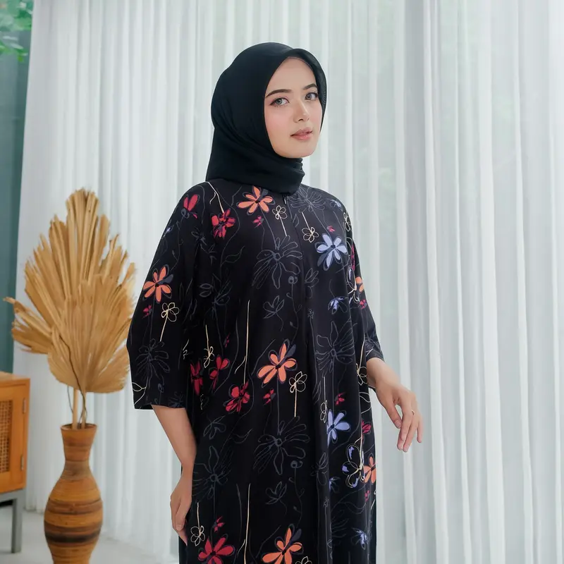 Shebia Dress Daster Lengan 3/4 Midi Rayon Motif Busui 8