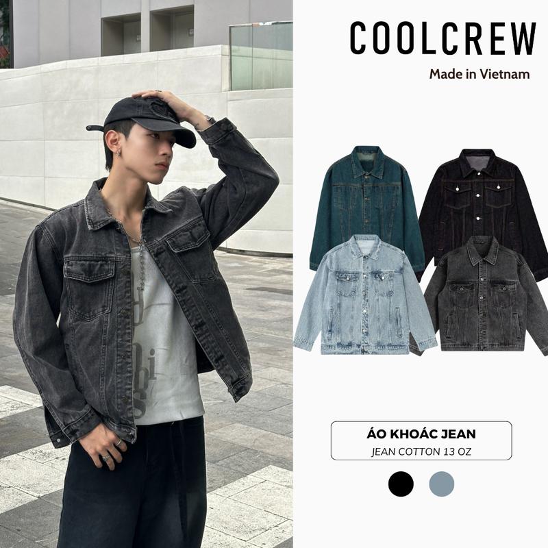 Áo Khoác Jean COOLCREW Họa Tiết Loang Áo Khoác Bò Unisex Có Túi Ngực Phong Cách Hàn Quốc Nam Menswear