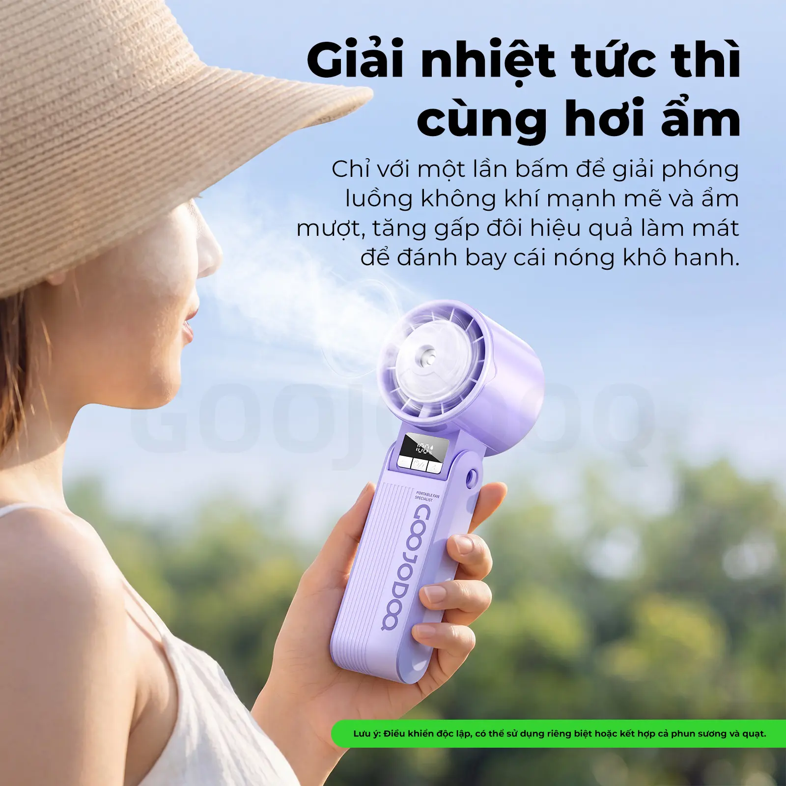 [GOOJODOQ*KOC/KOL] COMBO Quạt cầm tay phun sương tặng sạc dự phòng,luồng gió mạnh,góc gập lên đến 100 độ,100 mức độ gió ,Dây đeo có rảnh tay | BigBuy360 - bigbuy360.vn