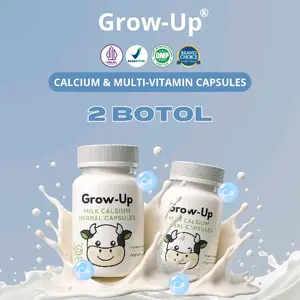 Grow Up 2 Botol Calcium - Suplemen kalsium Anak dan Dewasa l Dukung Pertumbuhan Tulang dan Gigi Secara Optimal - Original & BPOM