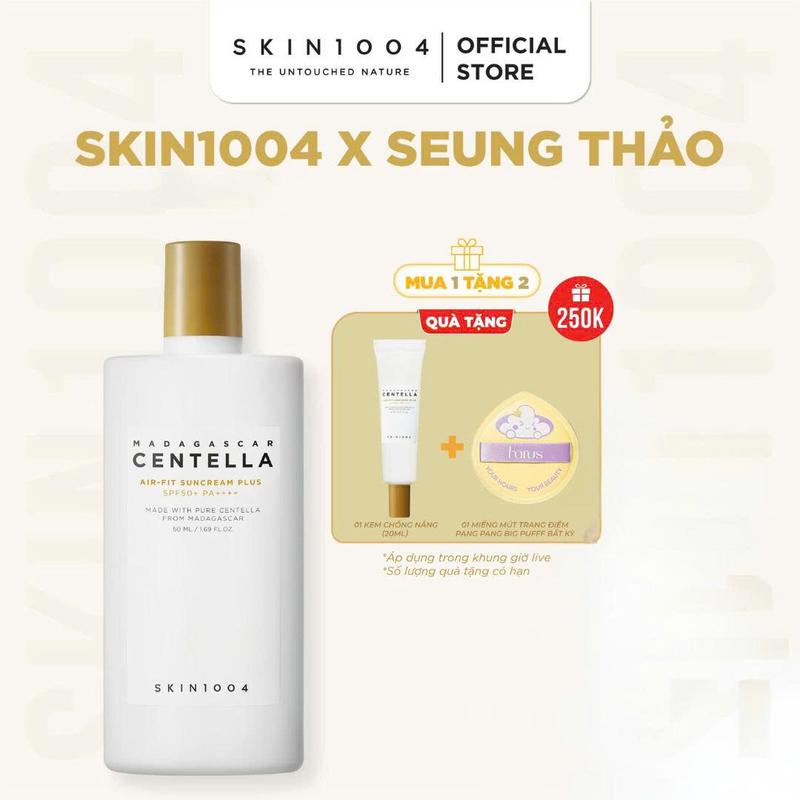 [Seung Thảo x Skin1004][Tặng 1 kem chống nắng 20ml+1 Mút Pang Pang Horus] Skin1004 Kem chống nắng vật lí Madagascar Centella Air-Fit SunCream Plus SPF50+PA++++ 50ml