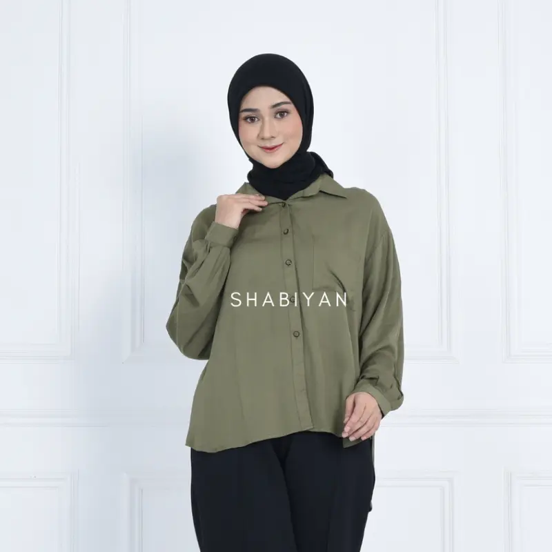 Shabiyan Atasan Kemeja Wanita Polos Jumbo Viscose Twill - Meeza 0