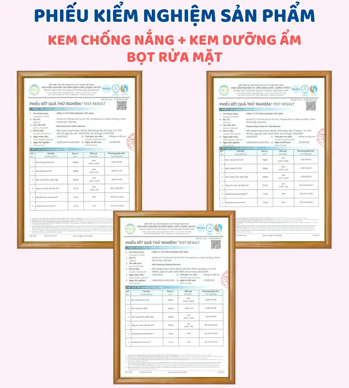 Kem chống nắng, Kem dưỡng ẩm, Sữa rửa mặt dạng bọt cho bé Borome thành phần lành tính, an toàn, dịu nhẹ 1